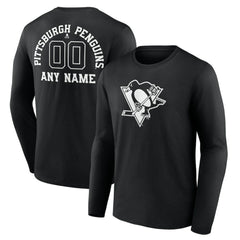 Pittsburgh Penguins Personalized Name & Number Monochrome Long Sleeve T-Shirt - Black - NHL 201281548