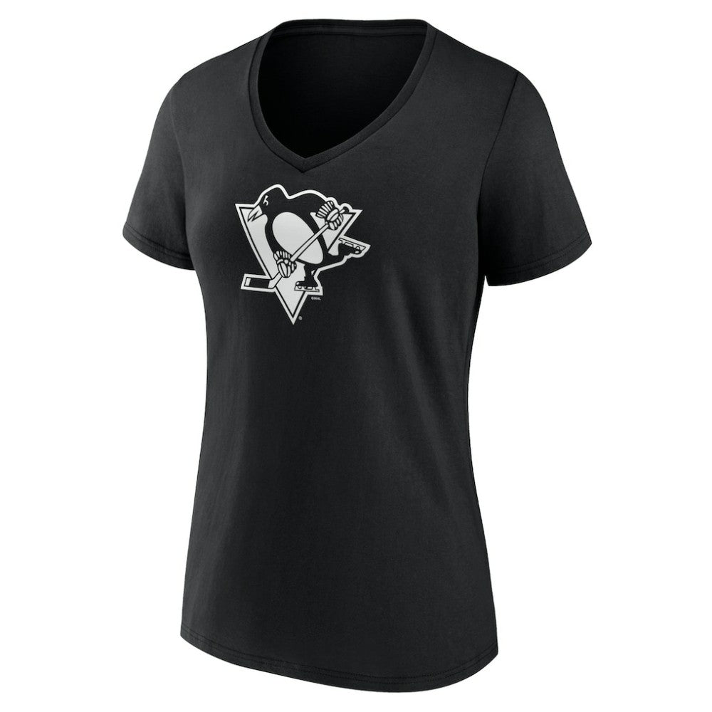 Pittsburgh Penguins Women's Personalized Name & Number Monochrome V-Neck T-Shirt - Black - NHL 201281553