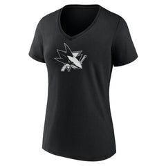 San Jose Sharks Women's Personalized Name & Number Monochrome V-Neck T-Shirt - Black - NHL 201281559
