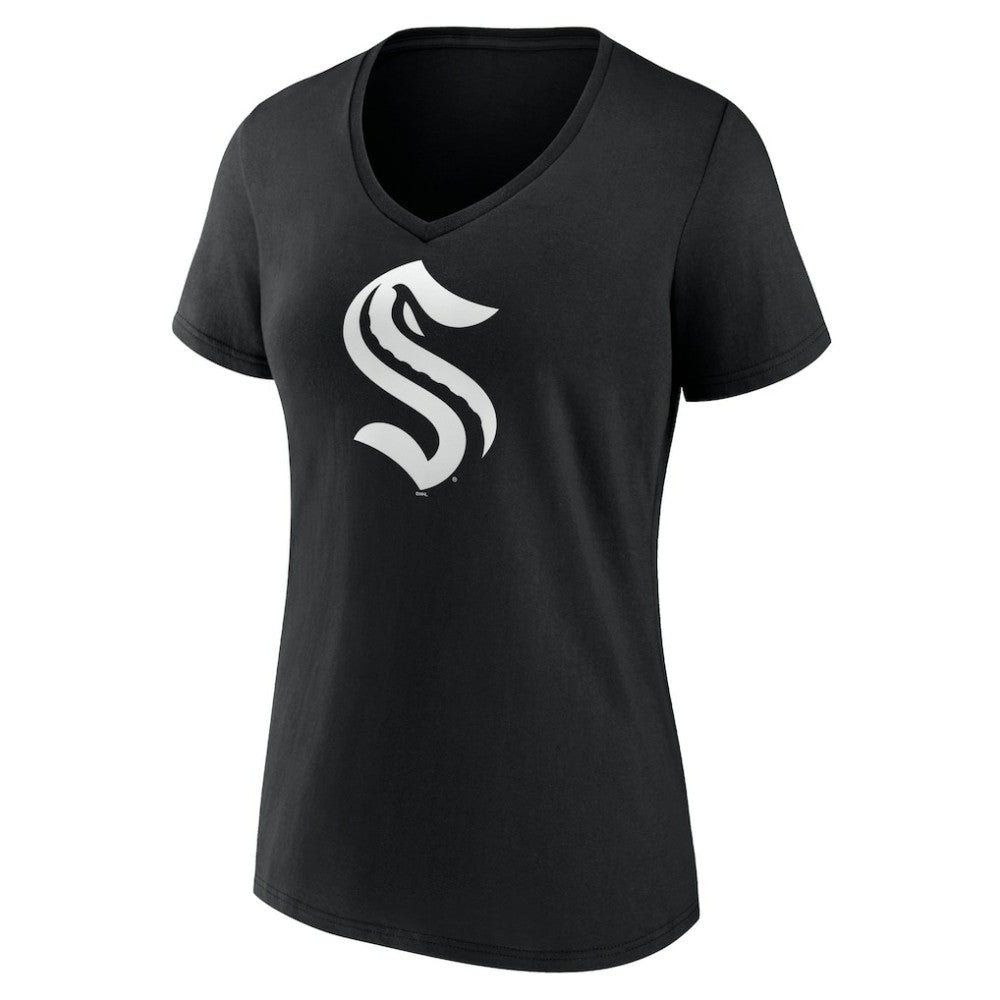 Seattle Kraken Women's Personalized Name & Number Monochrome V-Neck T-Shirt - Black - NHL 201281565