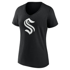 Seattle Kraken Women's Personalized Name & Number Monochrome V-Neck T-Shirt - Black - NHL 201281565