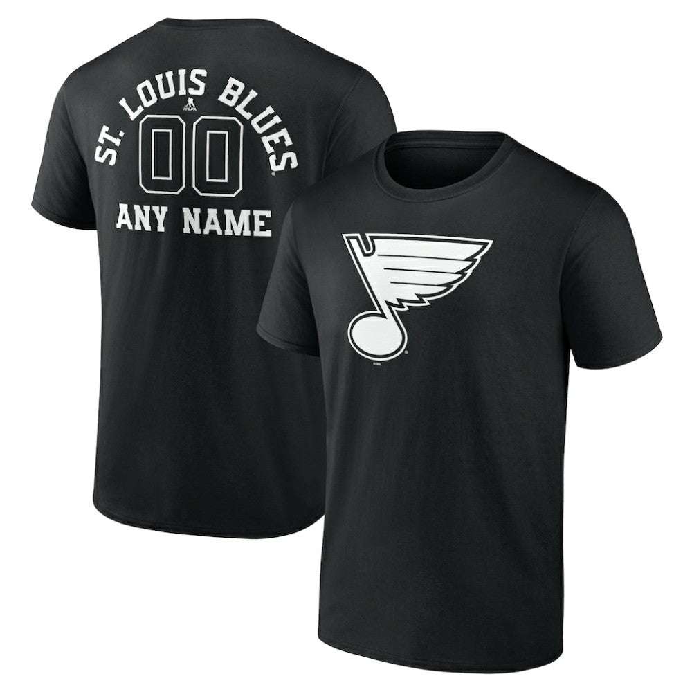 St. Louis Blues Personalized Name & Number Monochrome T-Shirt - Black - NHL 201281568