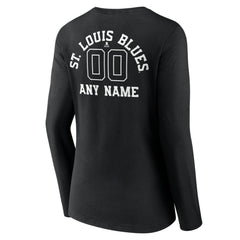 St. Louis Blues Women's Personalized Name & Number Monochrome Long Sleeve V-Neck T-Shirt - Black - NHL 201281569