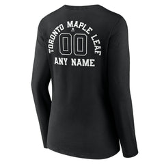 Toronto Maple Leafs Women's Personalized Name & Number Monochrome Long Sleeve V-Neck T-Shirt - Black - NHL 201281581