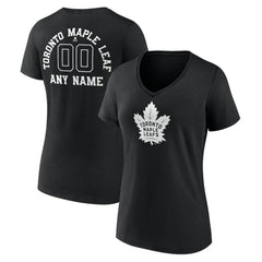 Toronto Maple Leafs Women's Personalized Name & Number Monochrome V-Neck T-Shirt - Black - NHL 201281583