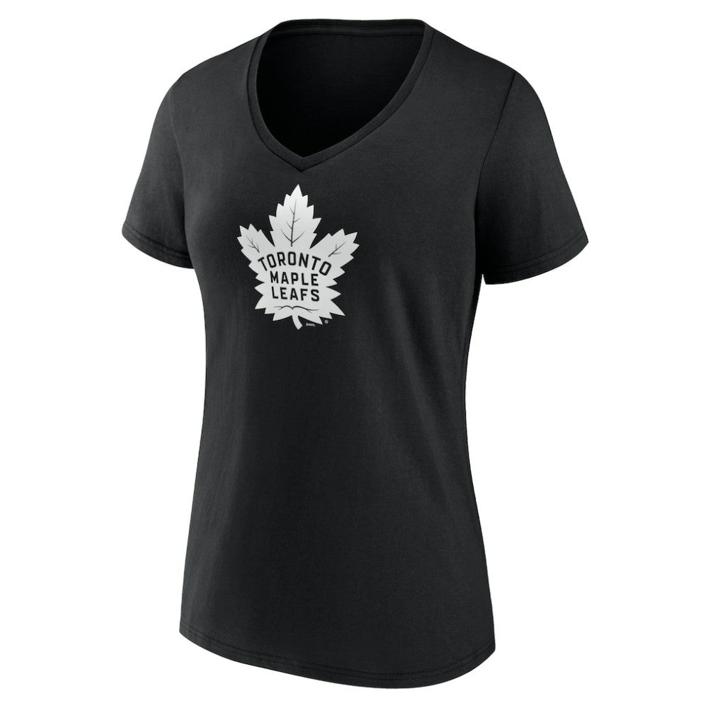 Toronto Maple Leafs Women's Personalized Name & Number Monochrome V-Neck T-Shirt - Black - NHL 201281583