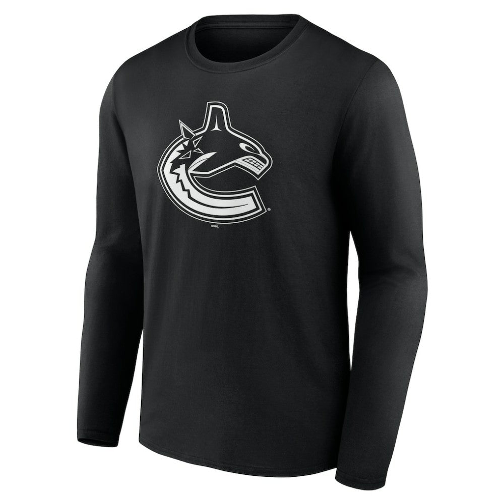 Vancouver Canucks Personalized Name & Number Monochrome Long Sleeve T-Shirt - Black - NHL 201281584