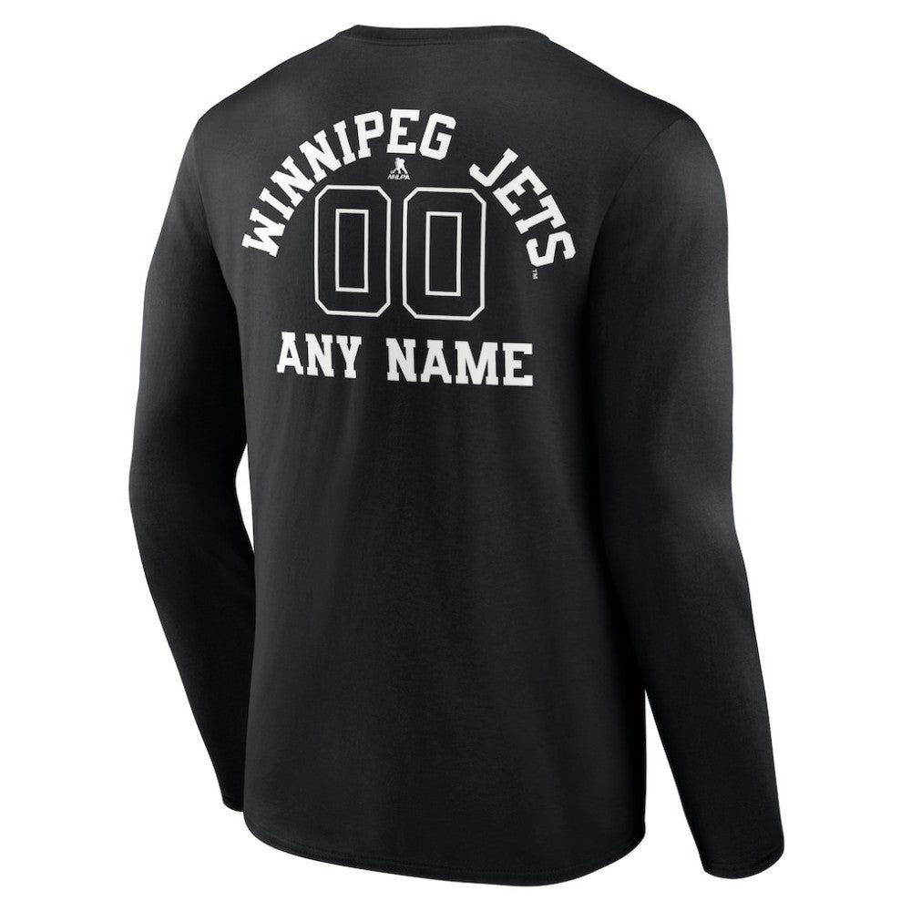 Winnipeg Jets Personalized Name & Number Monochrome Long Sleeve T-Shirt - Black - NHL 201281602