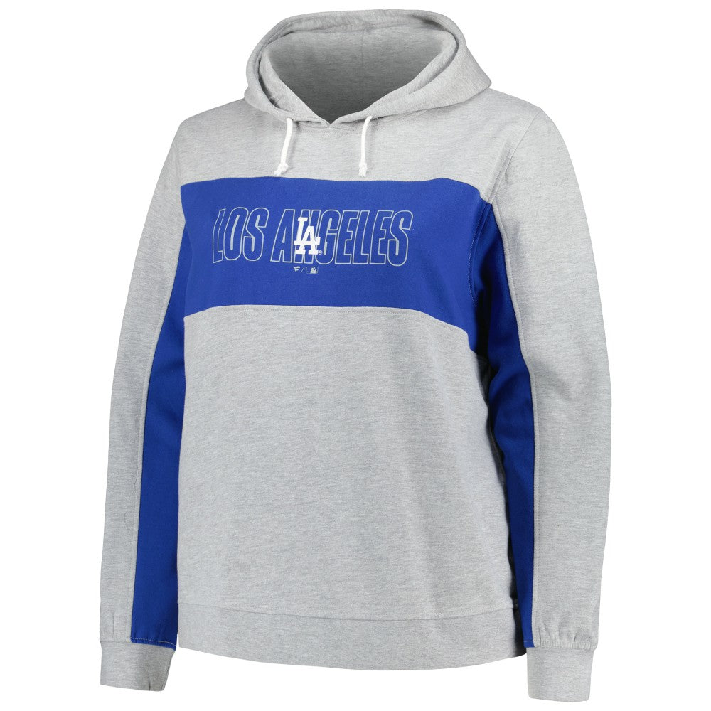 Los Angeles Dodgers Profile Women's Plus Size Pullover Jersey Hoodie - Heather Gray - MLB on Sale