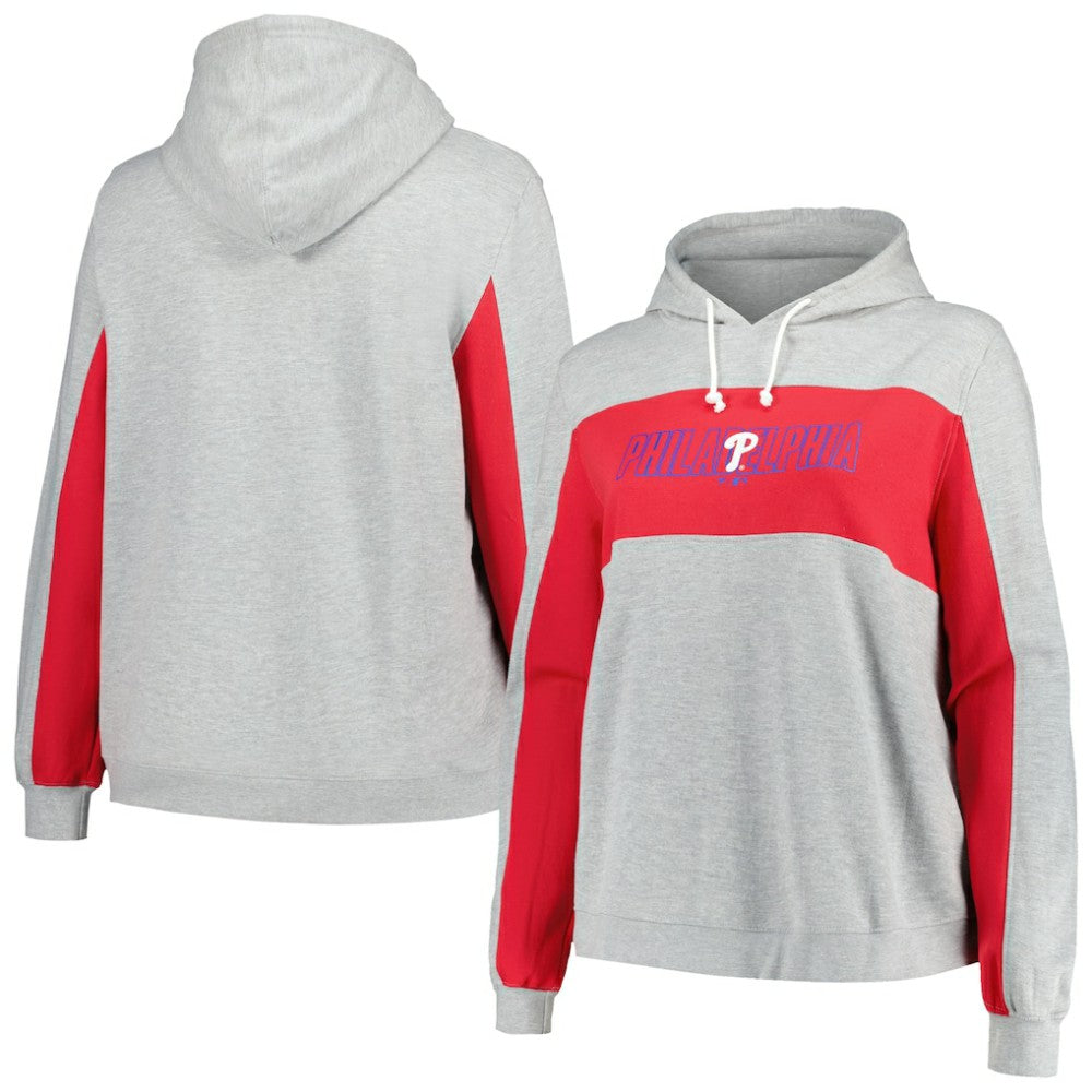 Philadelphia Phillies Profile Women's Plus Size Pullover Jersey Hoodie - Heather Gray - MLB on Sale