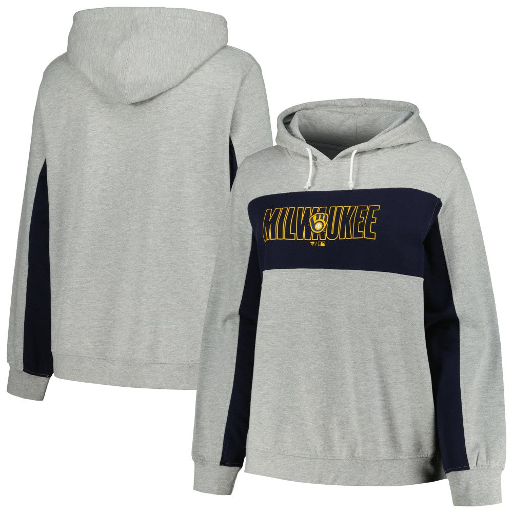Milwaukee Brewers Profile Women's Plus Size Pullover Jersey Hoodie - Heather Gray - MLB Lifestyle