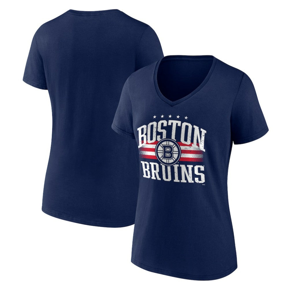 Boston Bruins Women's Americana Team V-Neck T-Shirt - Navy - NHL 201291055