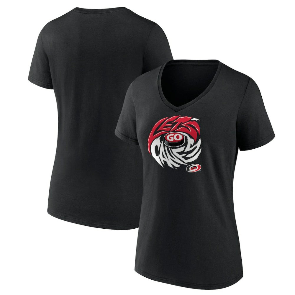 Carolina Hurricanes Women's Native V-Neck T-Shirt - Black - NHL 201291091