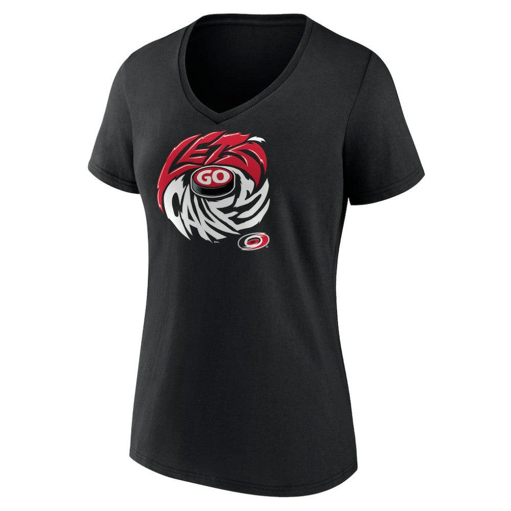 Carolina Hurricanes Women's Native V-Neck T-Shirt - Black - NHL 201291091