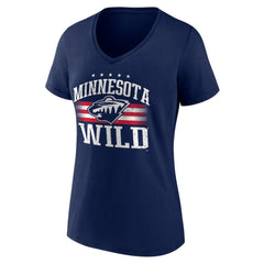 Minnesota Wild Women's Americana Team V-Neck T-Shirt - Navy - NHL 201291160