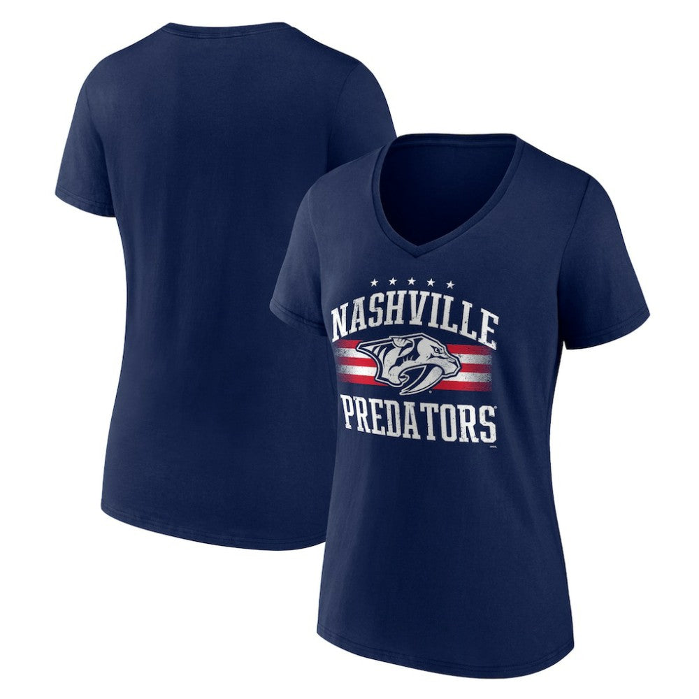 Nashville Predators Women's Americana Team V-Neck T-Shirt - Navy - NHL 201291190