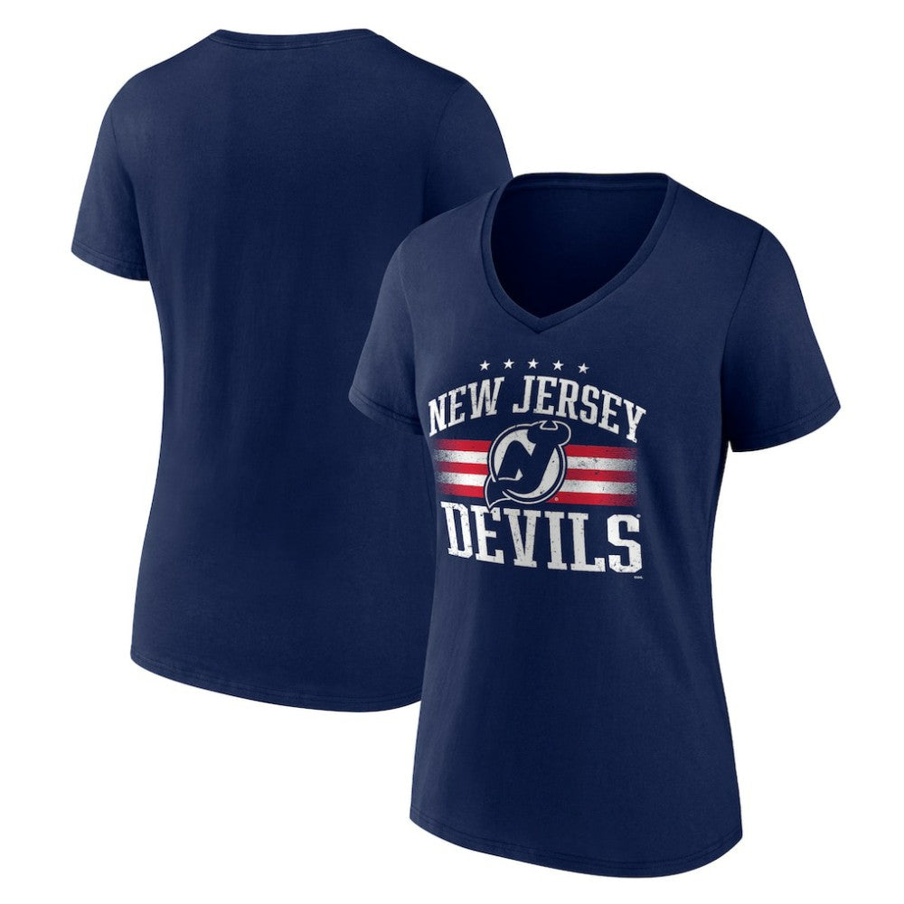 New Jersey Devils Women's Americana Team V-Neck T-Shirt - Navy - NHL 201291194