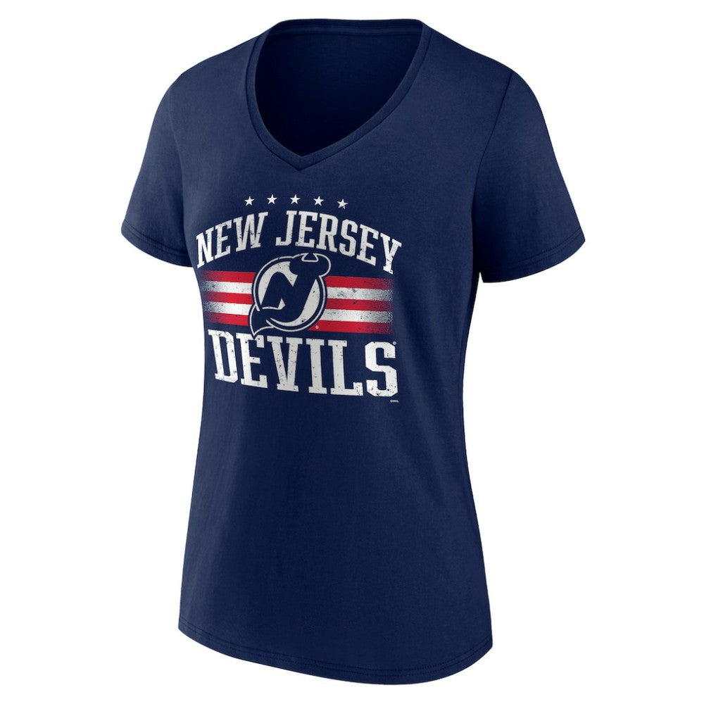 New Jersey Devils Women's Americana Team V-Neck T-Shirt - Navy - NHL 201291194