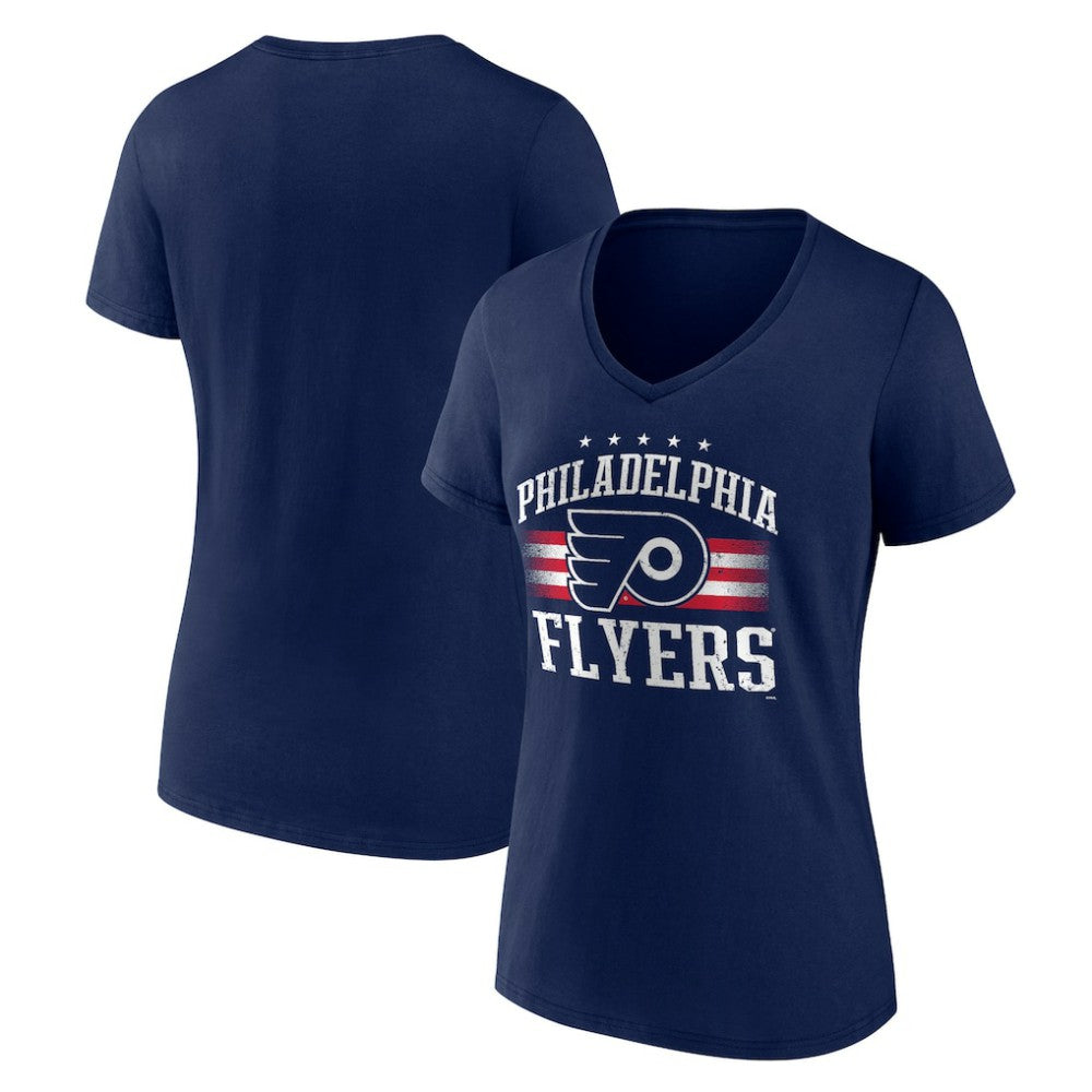 Philadelphia Flyers Women's Americana Team V-Neck T-Shirt - Navy - NHL 201291231