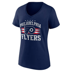 Philadelphia Flyers Women's Americana Team V-Neck T-Shirt - Navy - NHL 201291231