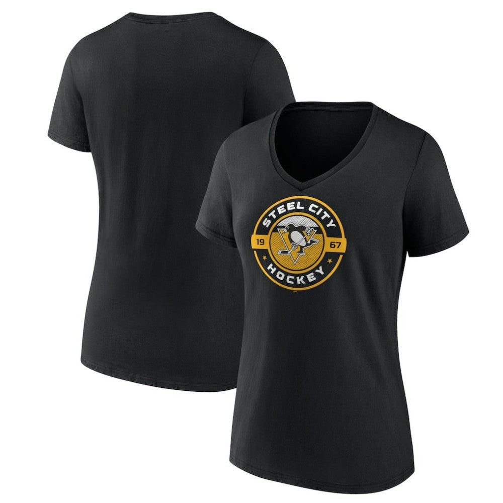 Pittsburgh Penguins Women's Native V-Neck T-Shirt - Black - NHL 201291243