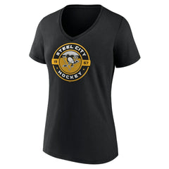 Pittsburgh Penguins Women's Native V-Neck T-Shirt - Black - NHL 201291243