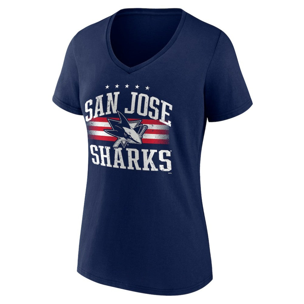 San Jose Sharks Women's Americana Team V-Neck T-Shirt - Navy - NHL 201291248