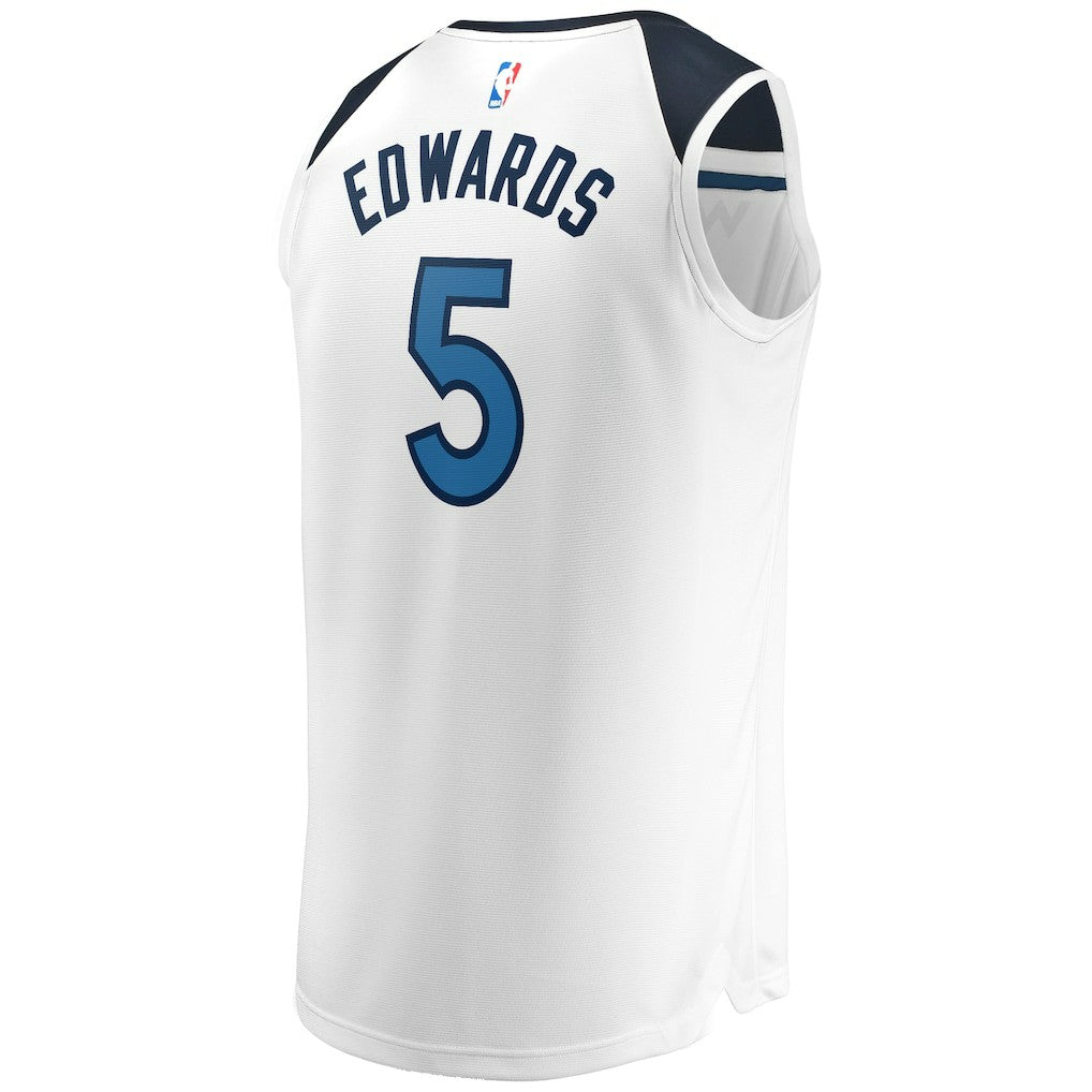 Anthony Edwards Minnesota Timberwolves Fast Break Replica Player Jersey Association Edition White | Fanatics US
