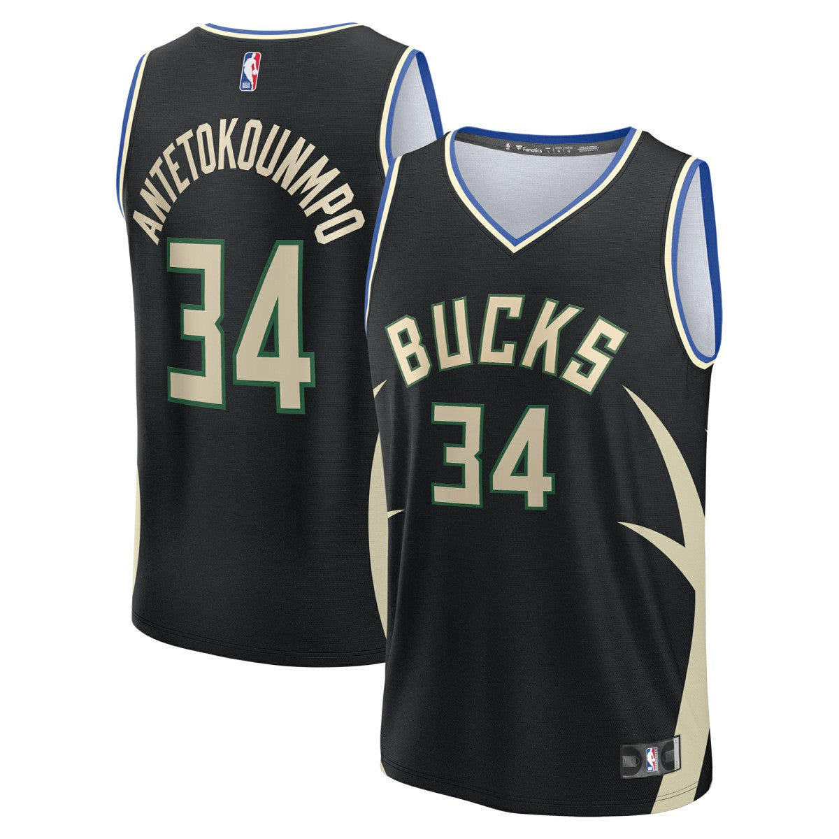 Giannis Antetokounmpo Milwaukee Bucks Youth Fast Break Replica Player Jersey Statement Edition Black | Fanatics US