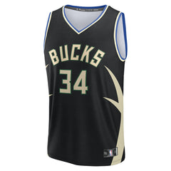 Giannis Antetokounmpo Milwaukee Bucks Youth Fast Break Replica Player Jersey Statement Edition Black | Fanatics US