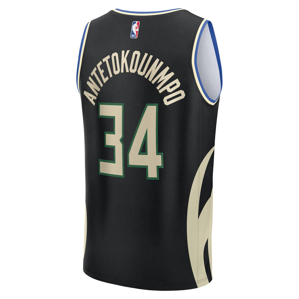 Giannis Antetokounmpo Milwaukee Bucks Youth Fast Break Replica Player Jersey Statement Edition Black | Fanatics US