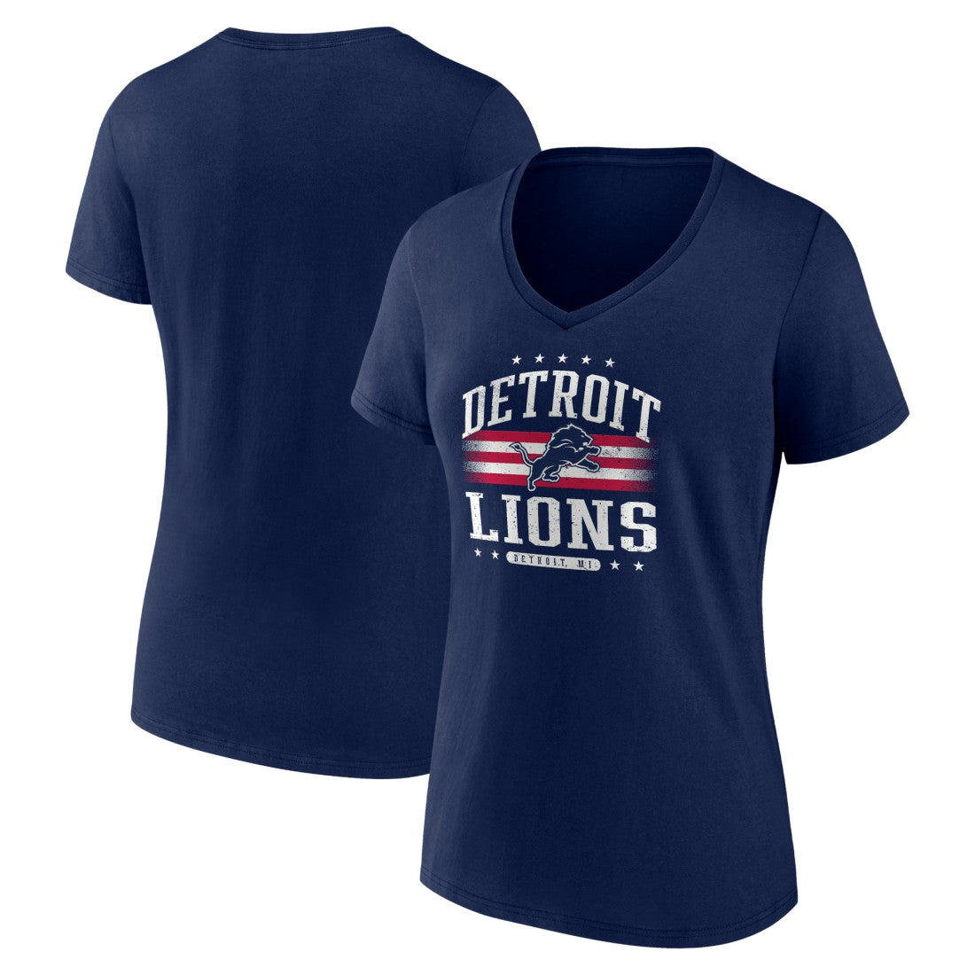 Detroit Lions Women's Americana Team V-Neck T-Shirt Navy