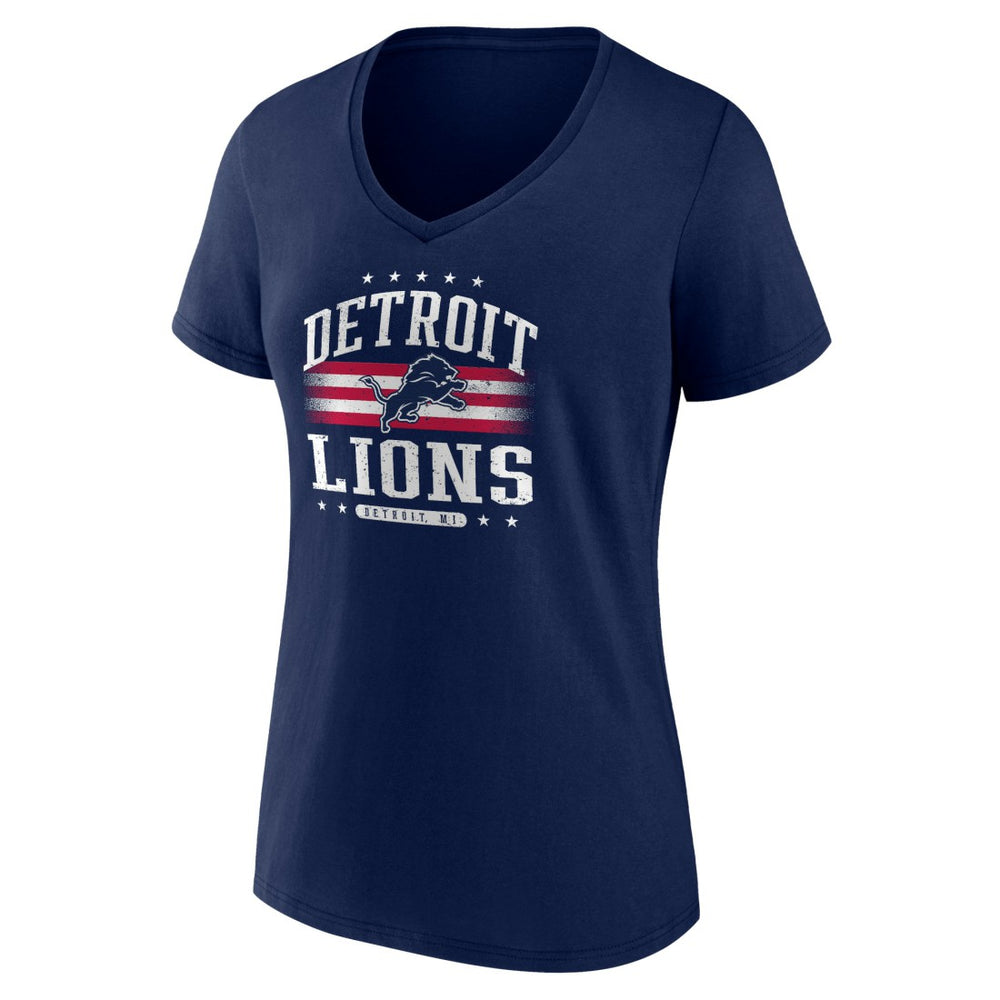 Detroit Lions Women's Americana Team V-Neck T-Shirt Navy