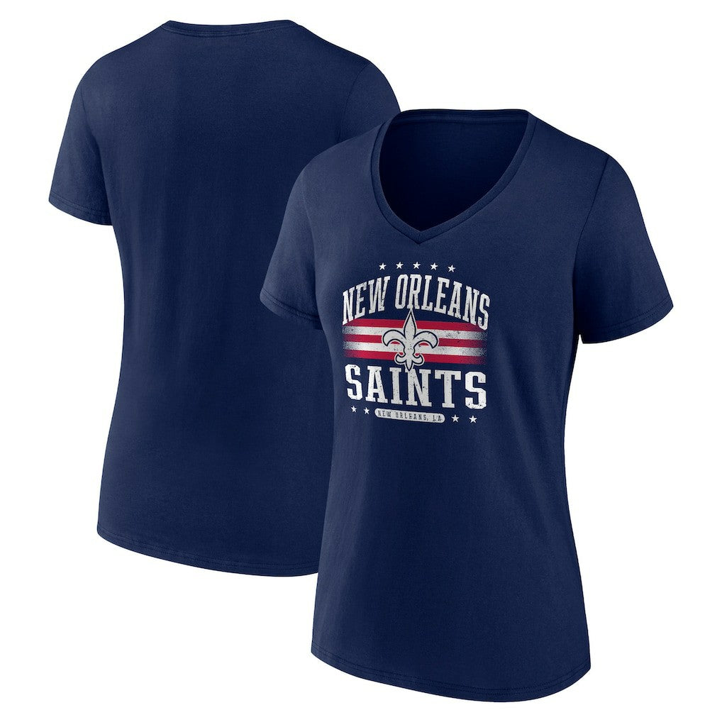 New Orleans Saints Women's Americana Team V-Neck T-Shirt Navy