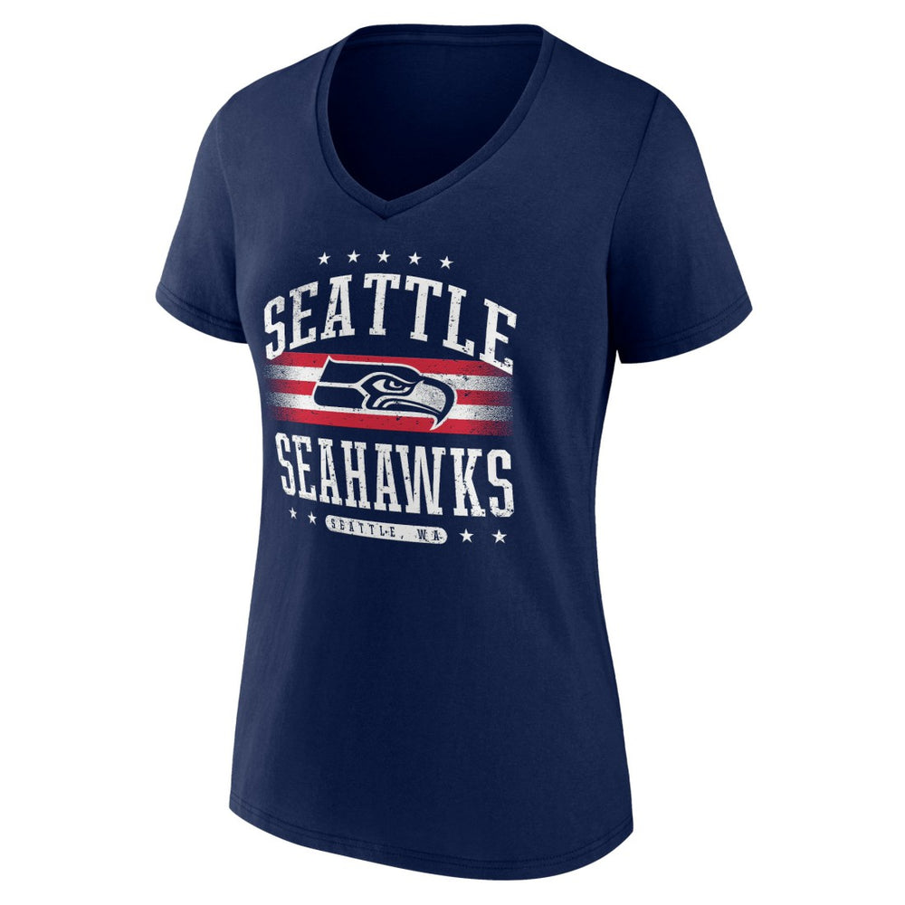 Seattle Seahawks Women's Americana Team V-Neck T-Shirt College Navy