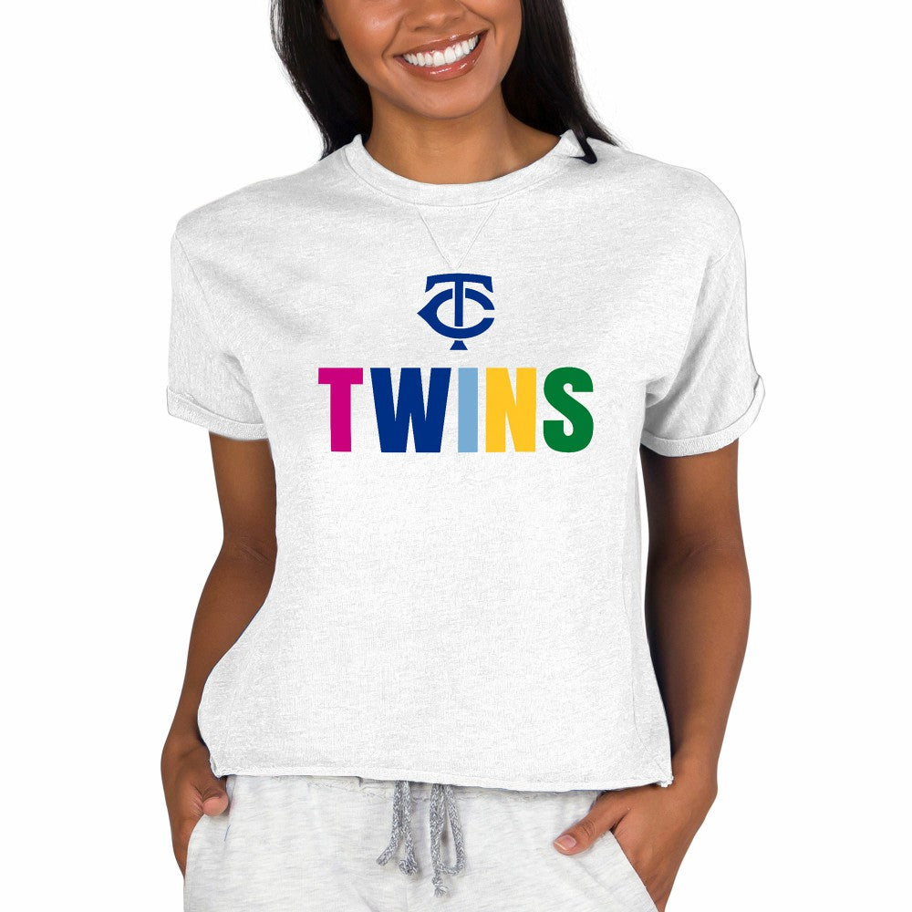 Minnesota Twins Concepts Sport Women's Mainstream Terry Sweatshirt - Oatmeal - MLB on Sale