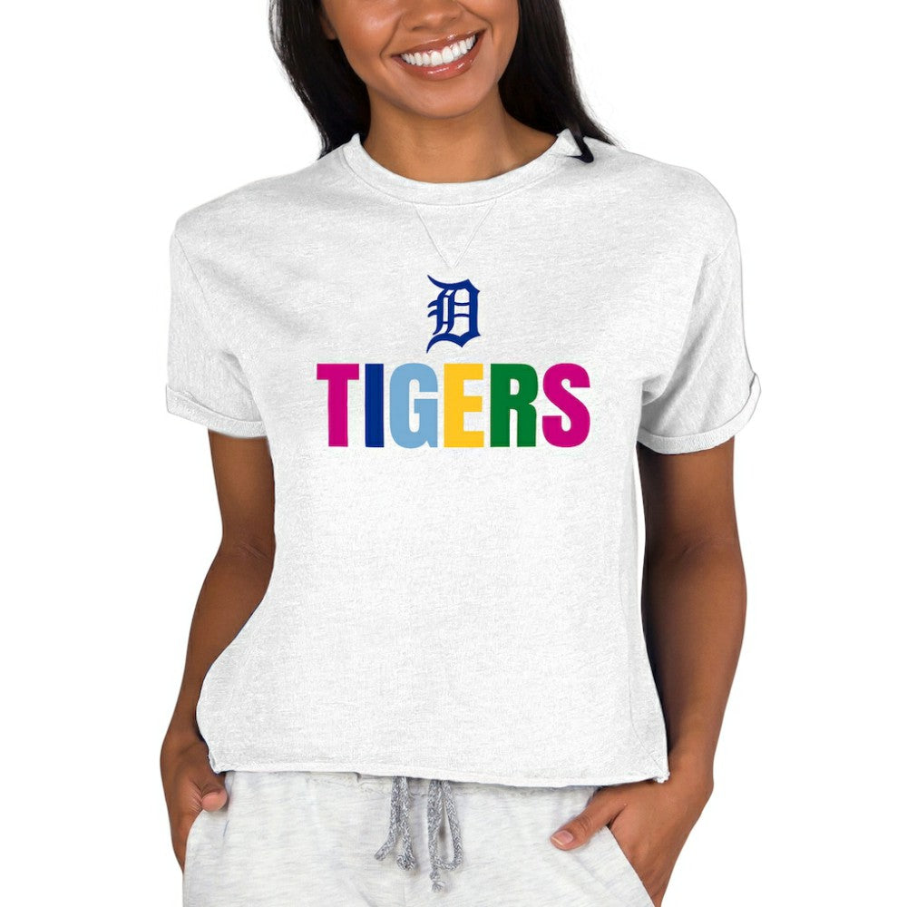 Detroit Tigers Concepts Sport Women's Mainstream Terry Sweatshirt - Oatmeal - MLB Lifestyle