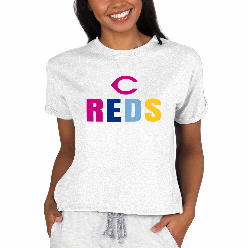 Cincinnati Reds Concepts Sport Women's Mainstream Terry Sweatshirt - Oatmeal - MLB on Sale
