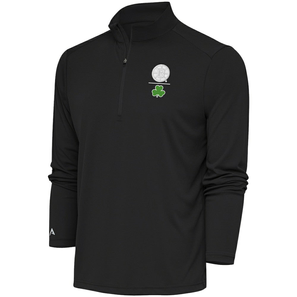 Boston Bruins Antigua Shamrock Tribute Quarter-Zip Pullover Top - Charcoal - NHL 201296854