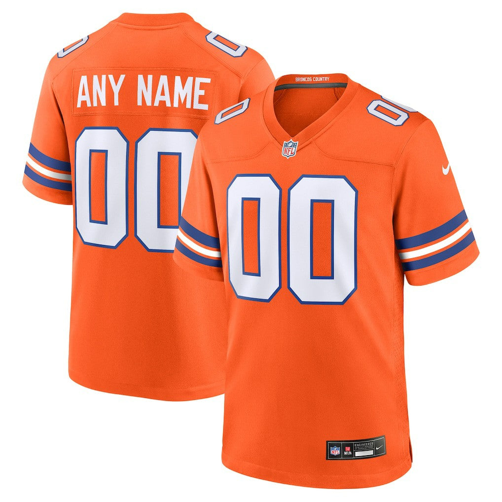 Nike Denver Broncos Mile High Collection 1977 Throwback Custom Game Jersey Orange