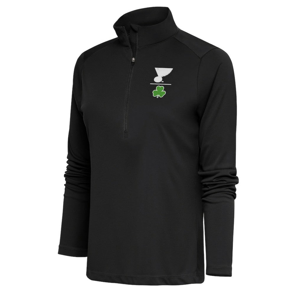 St. Louis Blues Antigua Women's Shamrock Tribute Half-Zip Pullover Top - Charcoal - NHL 201296922