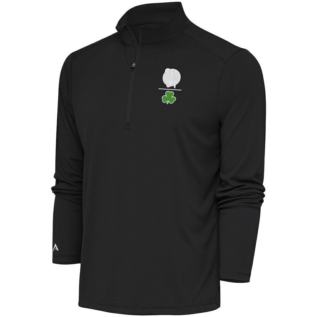 Boston Celtics Antigua Shamrock Tribute Quarter-Zip Pullover Top Charcoal