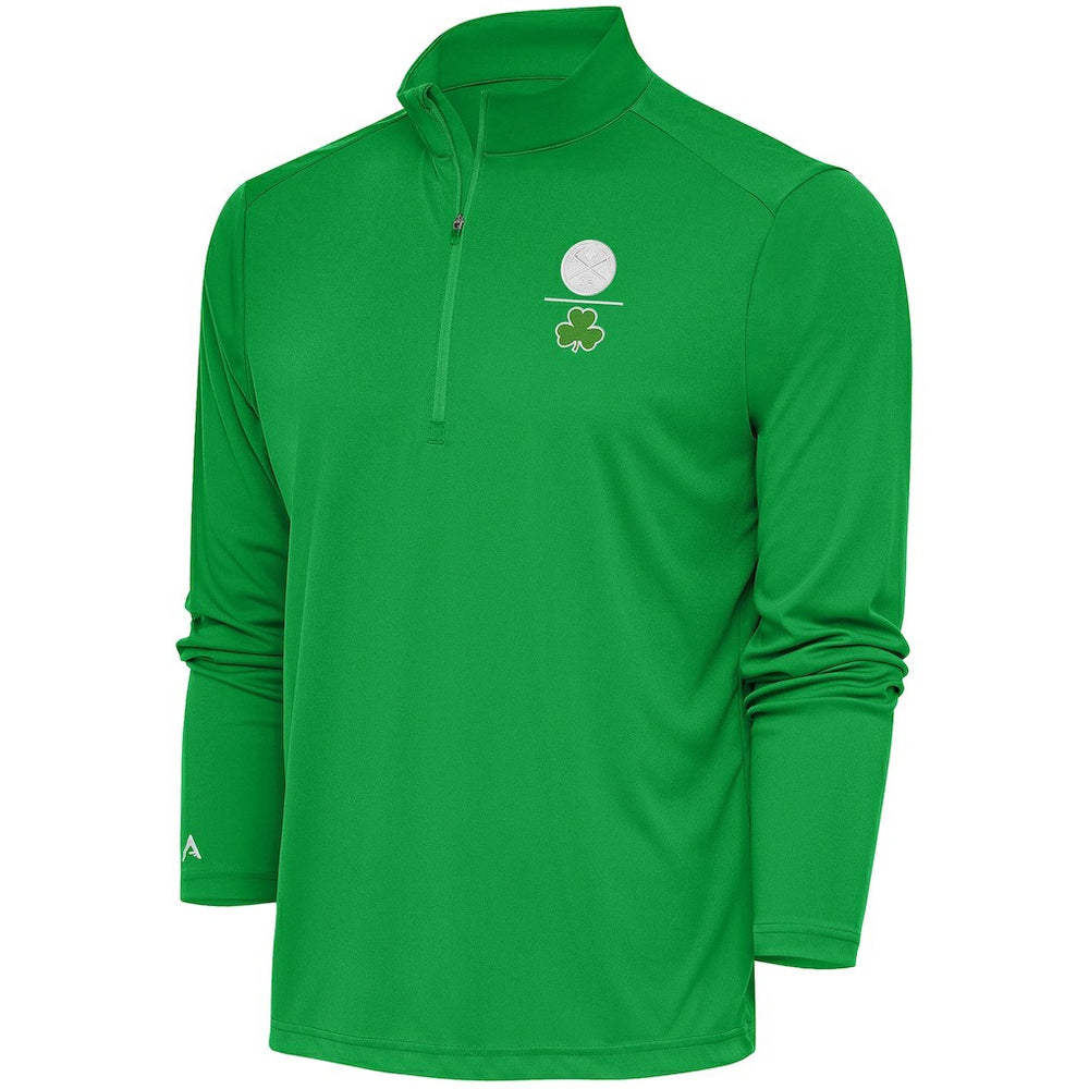 Denver Nuggets Antigua Shamrock Tribute Quarter-Zip Pullover Top Kelly Green