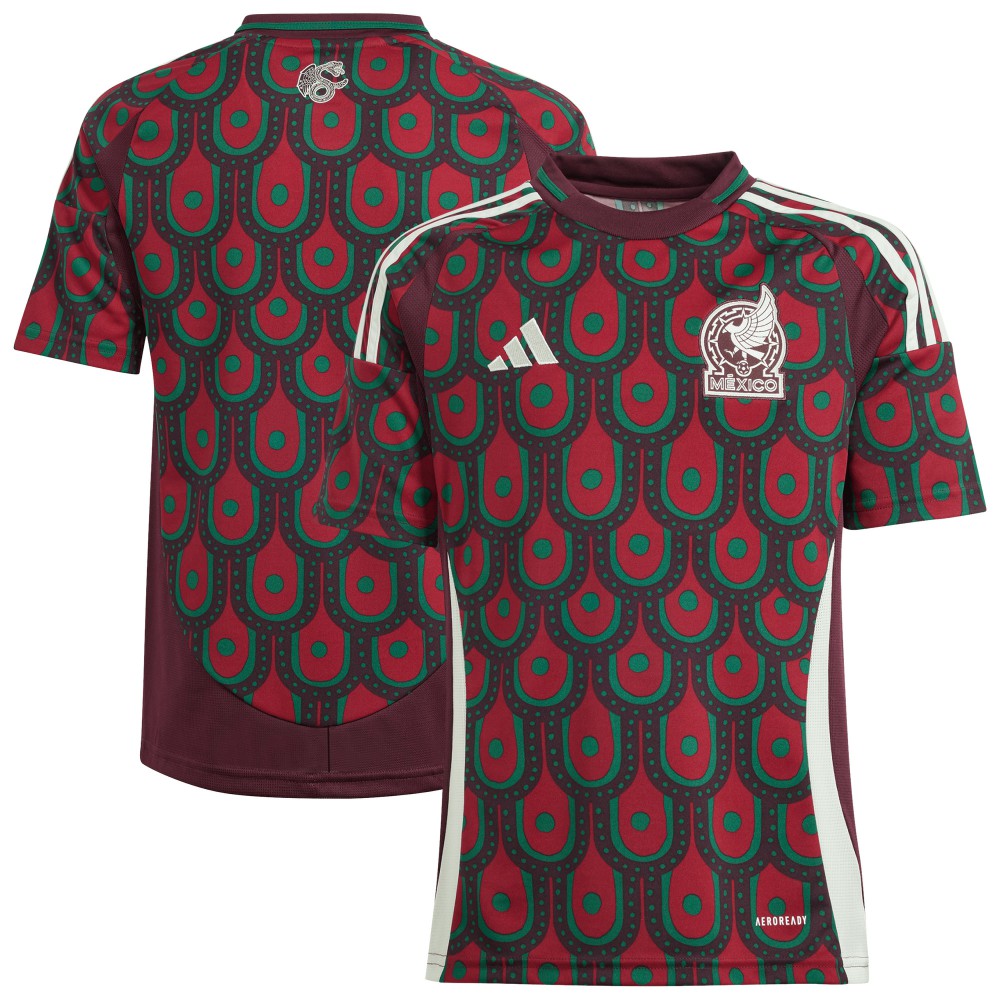 Mexico National Team Youth 2024 Home Replica Jersey Burgundy - Adidas cheap