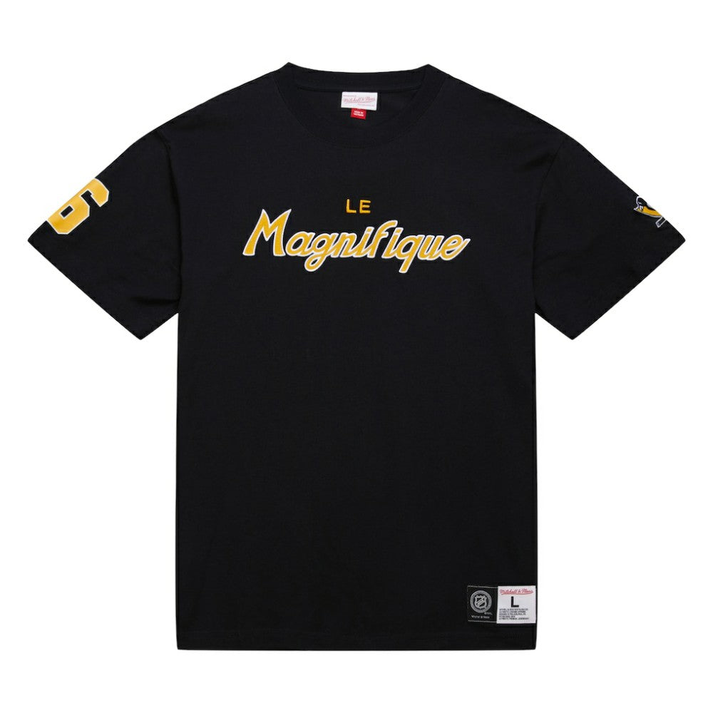 Mario Lemieux Pittsburgh Penguins Mitchell & Ness Premium Nickname Vintage Logo T-Shirt - Black - NHL 201297204