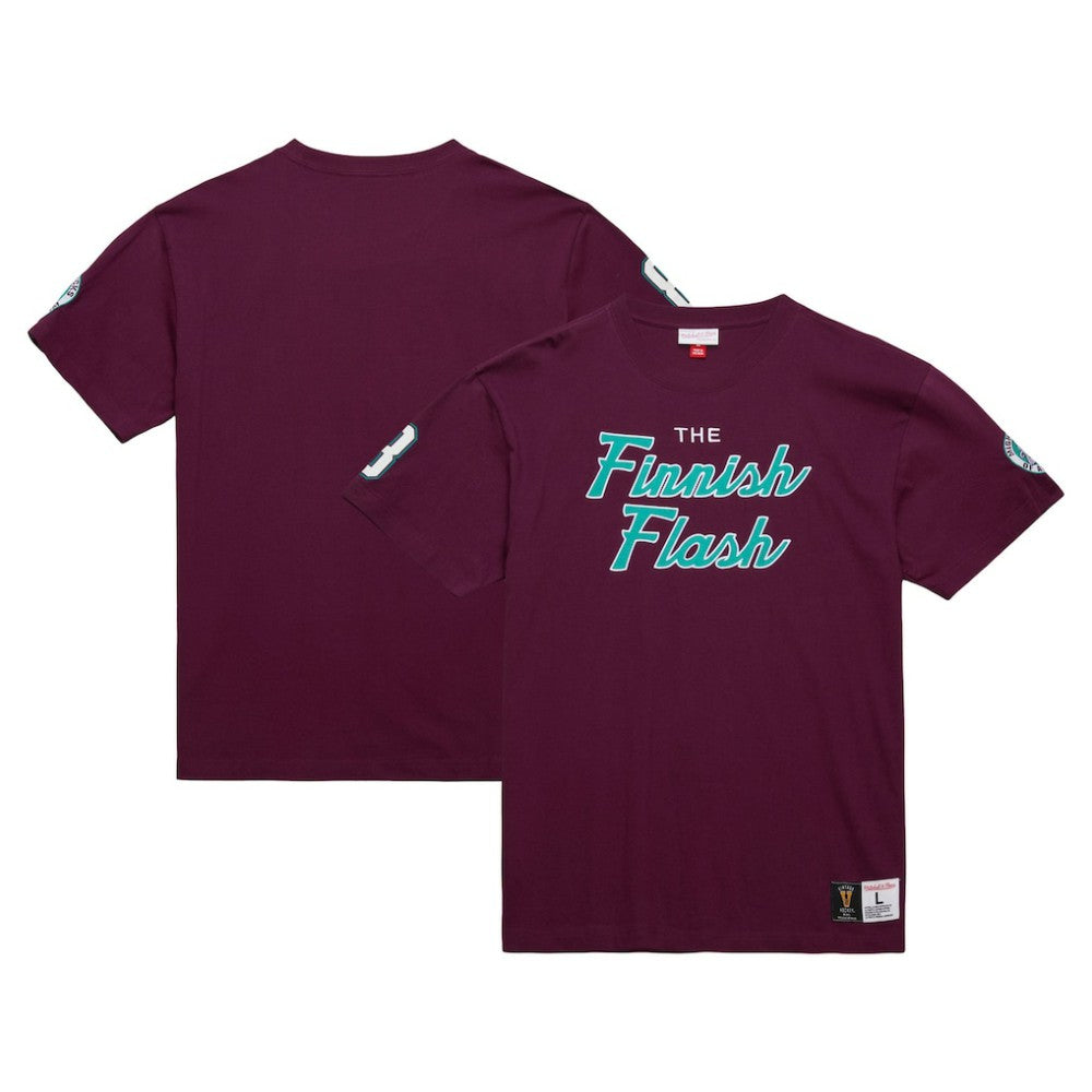 Teemu Selanne Anaheim Ducks Mitchell & Ness Premium Nickname Vintage Logo T-Shirt - Purple - NHL 201297205