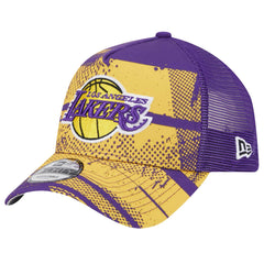 Los Angeles Lakers Tip Off A-Frame Trucker 9FORTY Adjustable Hat Purple/Gold | New Era Lifestyle