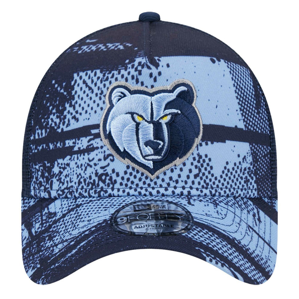 Memphis Grizzlies Tip Off A-Frame Trucker 9FORTY Adjustable Hat Navy/Light Blue | New Era for sale