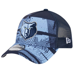 Memphis Grizzlies Tip Off A-Frame Trucker 9FORTY Adjustable Hat Navy/Light Blue | New Era for sale