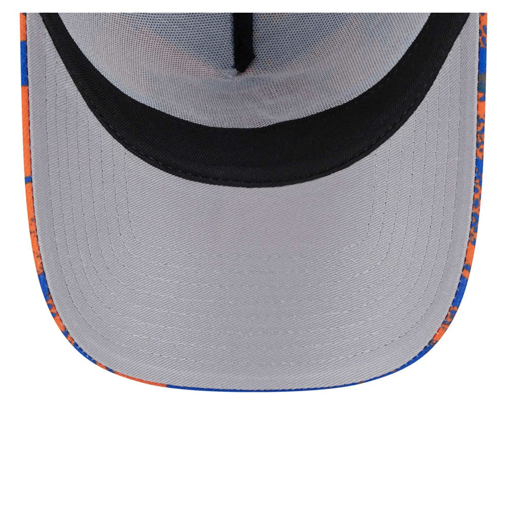 New York Knicks Tip Off A-Frame Trucker 9FORTY Adjustable Hat Blue/Orange | New Era